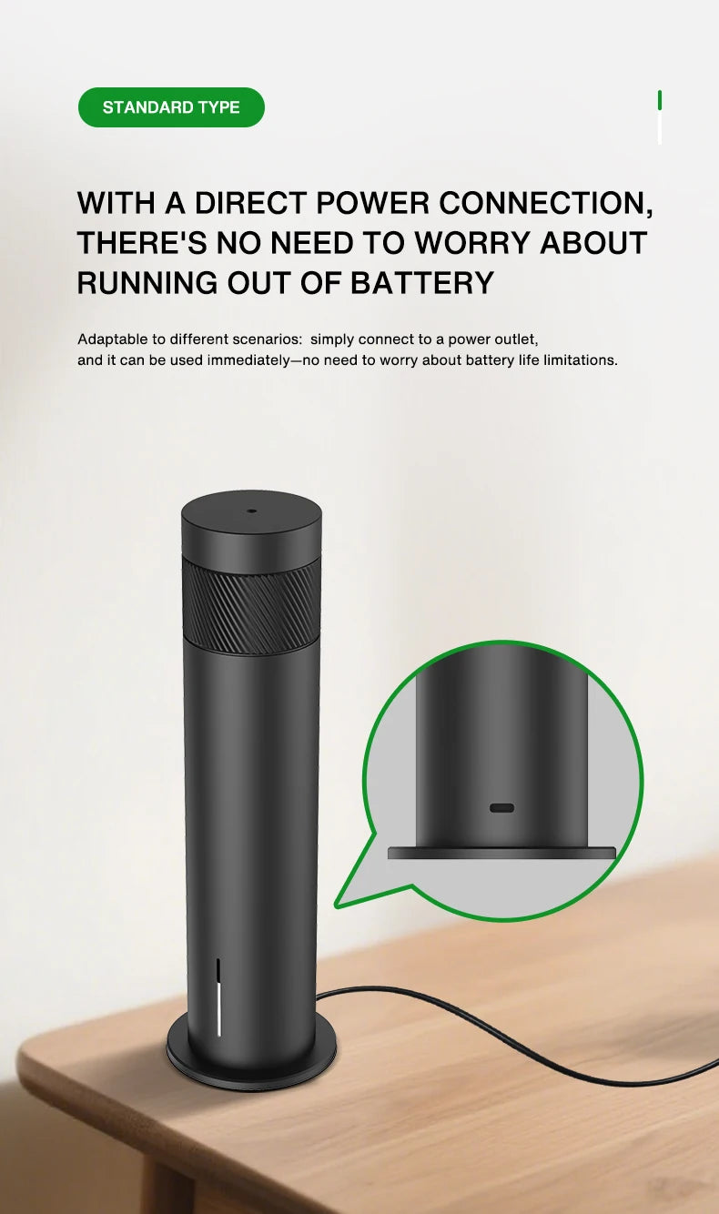 NAMSTE Smart Aroma Diffuser 120ml – 200m³ Coverage, Waterless, CE | Silver/Black EU Plug
