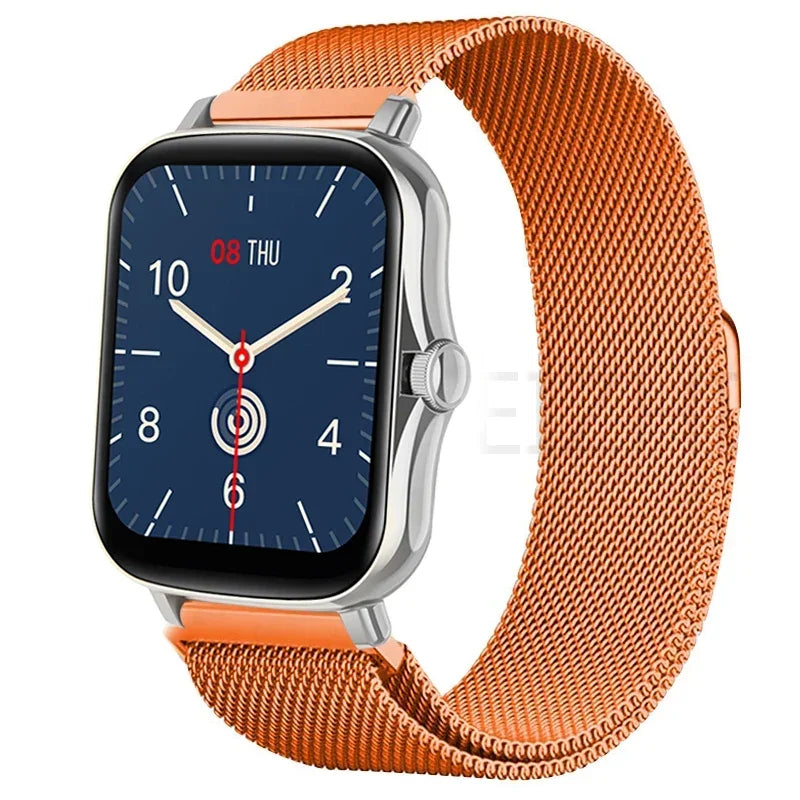 Metal magnetic watch strap for Amazfit GTS and GTR, 20mm and 22mm bracelet, durable stainless steel band with adjustable magnetic clasp.
