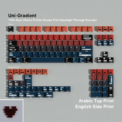 JCM Cosmic Gradient Keycaps – Dye-Sub PBT+PC, Cherry Profile, Multi-Language (DE/FR/KR/RU/AR/JP/ES)