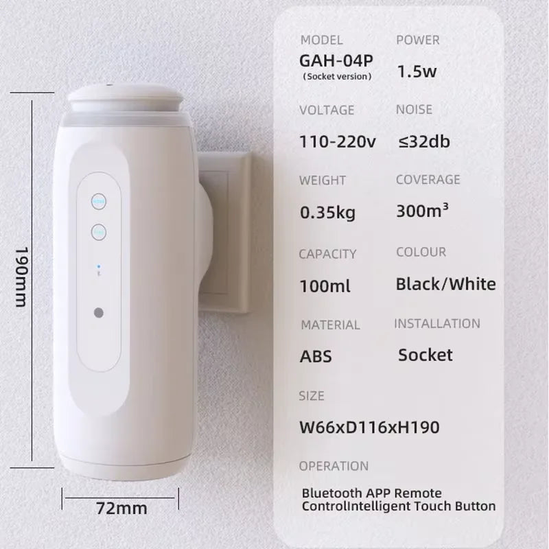 Wall Plug Aroma Diffuser 300m³ — Waterless, Smart Scent Machine, Electric Room Fragrance Diffuser