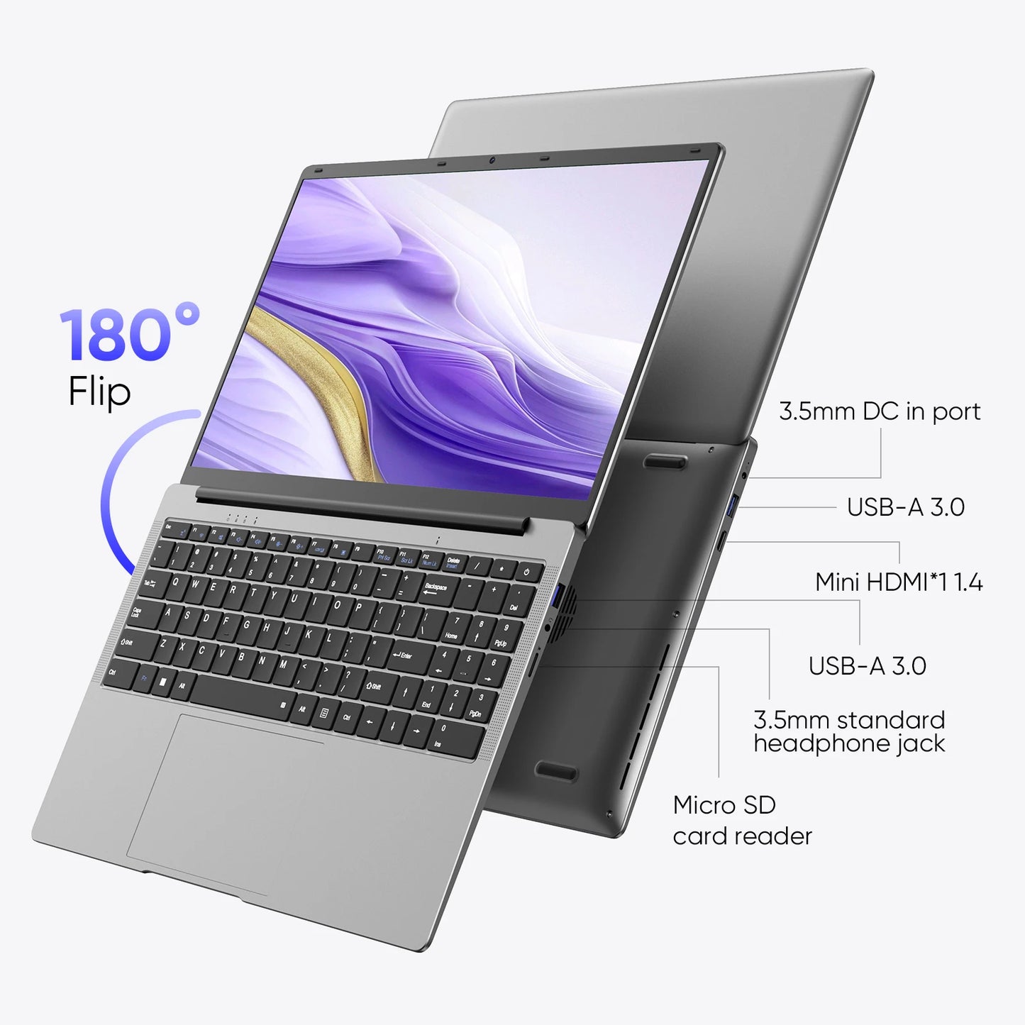 Z ZENAERO 15.6" Slim Laptop – Intel Celeron N4000, 8GB DDR3, 256GB SSD, FHD, Windows 11