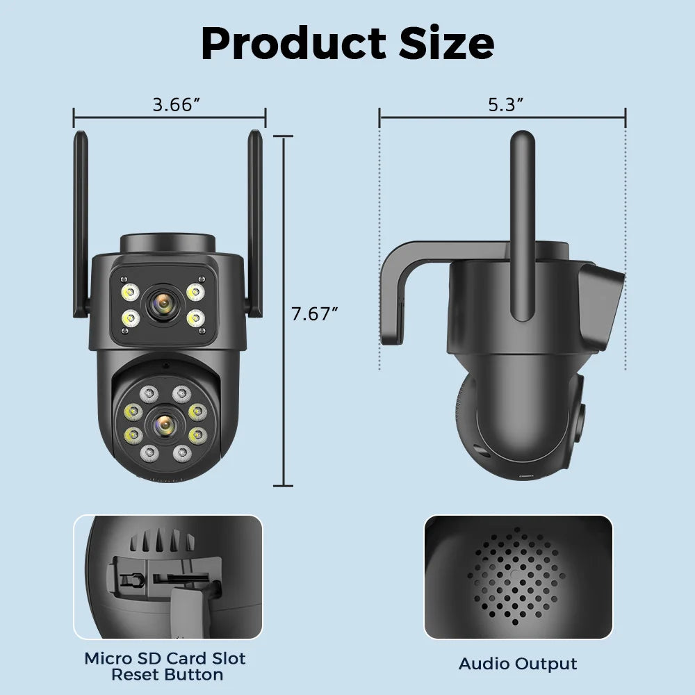 8MP 4K Dual Lens WiFi Security Camera – Night Vision, AI Detection