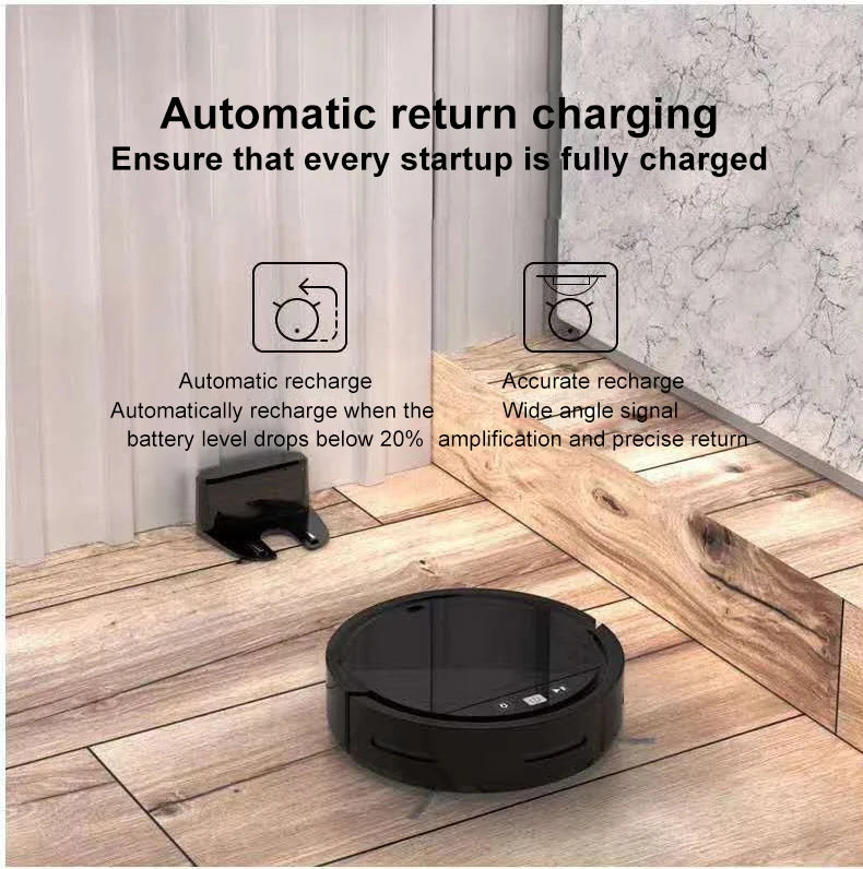Smart Robot Vacuum Cleaner – Auto-Recharge, APP Control, Sweeping | White & Black | EU/US/UK/AU