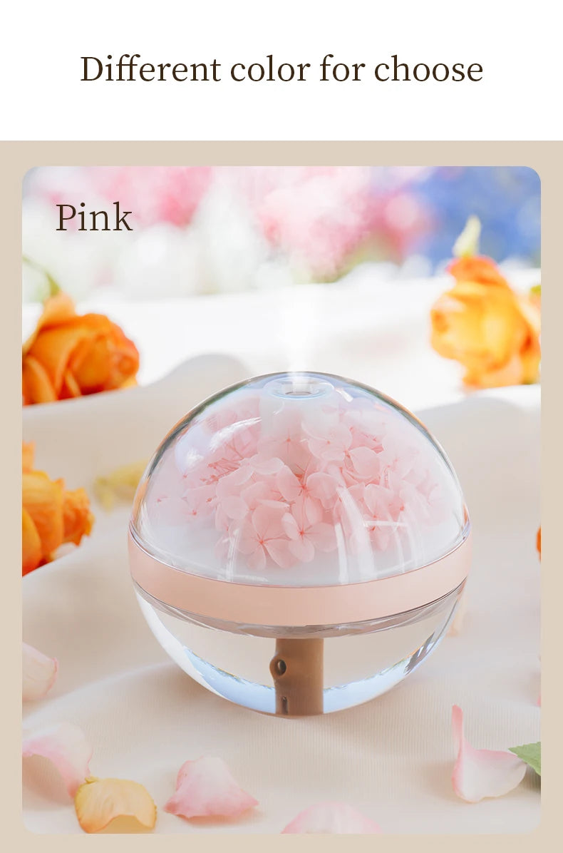 USB Rechargeable Air Humidifier 270ml — 800mAh Battery, Colour LED Light, Mist Maker, Flower Design