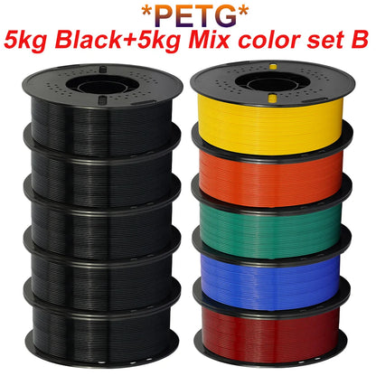 KINGROON 10KG 3D Printer Filament Bundle – PLA & PETG, 1.75mm Mixed Colors