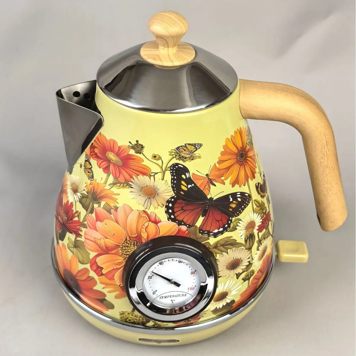 Dobleuno Retro Electric Kettle 1.7L – Thermometer, Auto Shut-Off, 304 Steel