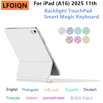 Magic Keyboard for iPad 11th Gen (A16) 2025 | Smart Case | Multi-Language | Black & White | 7 Languages
