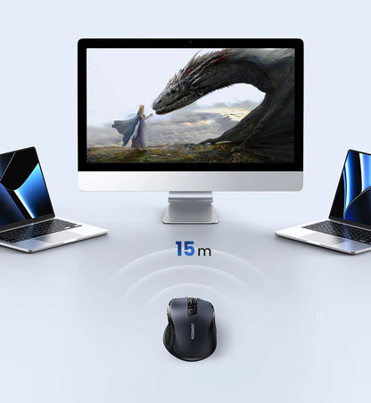 UGREEN MU006 Wireless Mouse – BT5.0 & 2.4G, 4000 DPI, 6 Silent Buttons, Ergonomic for MacBook & PC