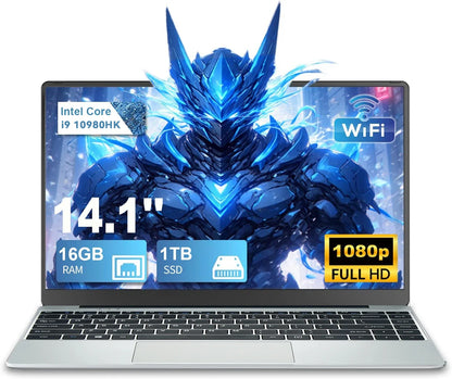 FUCHU 14.1" Slim Laptop – Intel Core i9-10980HK, 16GB DDR4, 256GB–2TB SSD, Windows 11, 1080p IPS