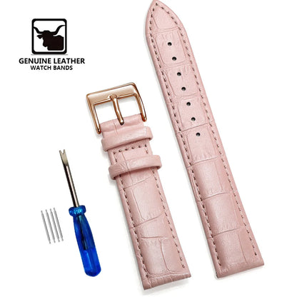 Premium Genuine Leather Watch Strap | 12–24mm, 9 Colors + Tool