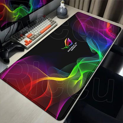 Black Anime XXL Gaming Mouse Pad – Lock Edge, HD Print, Anti-Slip Desk Mat, Multiple Sizes
