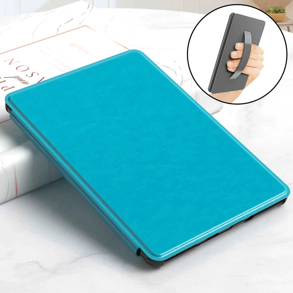 Kindle Paperwhite 12th Generation 2024 Case – Leather, Auto Sleep, Hand Strap