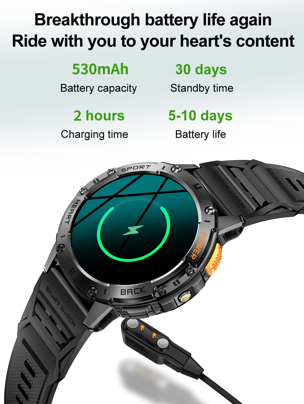 AMOLED Smart Watch for Men – Flashlight, Sports, Waterproof, Bluetooth Call + Box