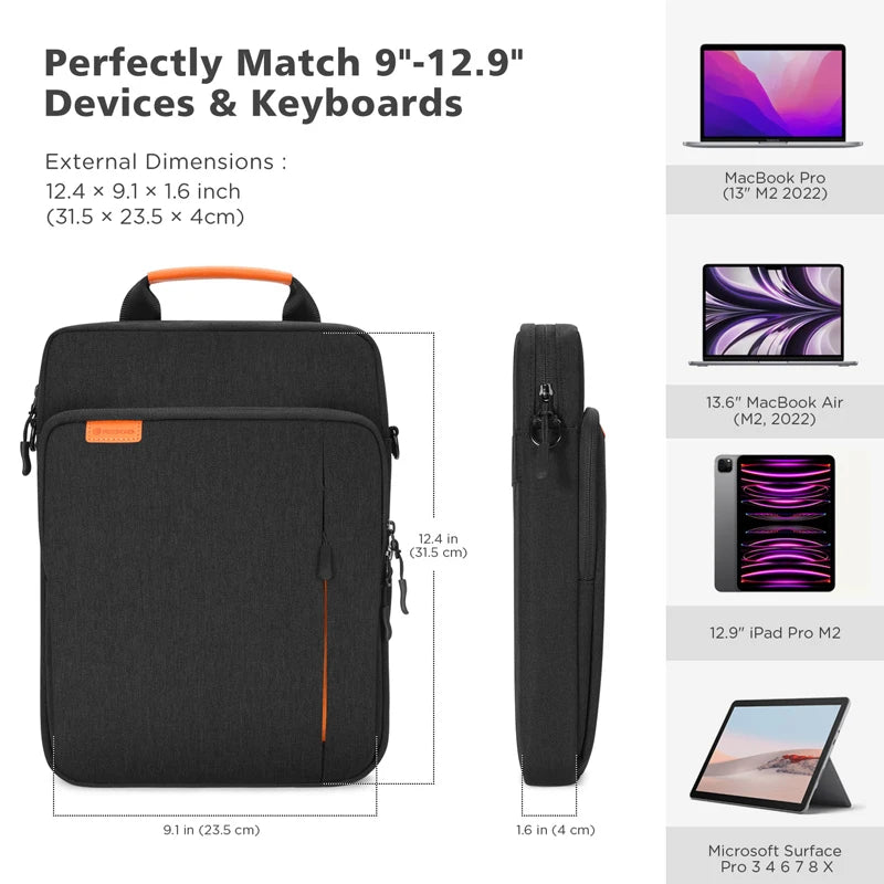 NIDOO Laptop Bag Sleeve – MacBook Air/Pro 13 M1, iPad Pro 12.9, Waterproof Shoulder Briefcase