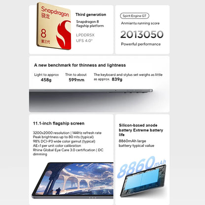 Lenovo Xiaoxin Pad Pro GT 2025 CN – 11.1" 3.2K 144Hz, Snapdragon 8 Gen3, 8860mAh