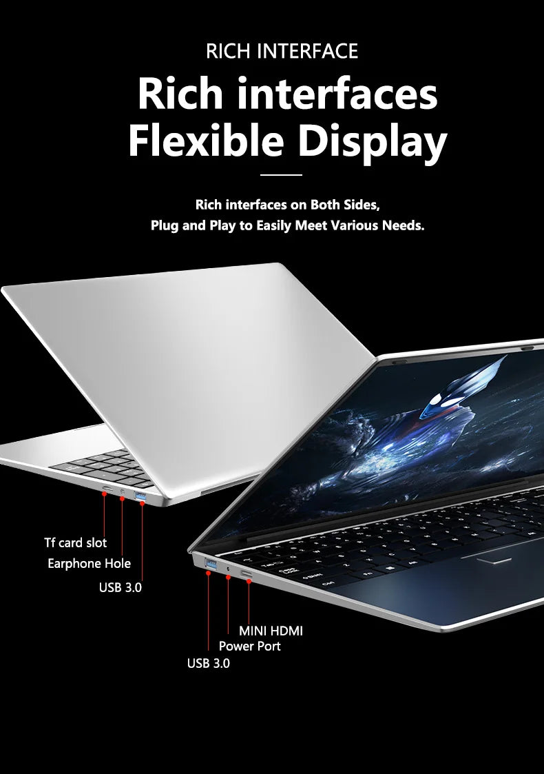 LENO 15.6" Laptop | Intel Pentium | 16–32GB RAM | Up to 2TB SSD | Windows 11 Pro | FHD Display | Office & Study