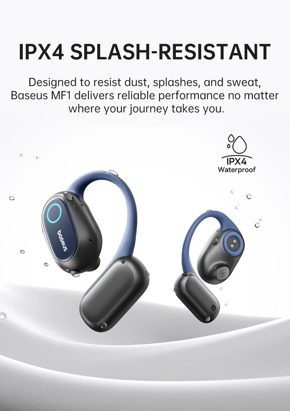 Baseus Bowie MF1 Open-Ear Sport Wireless Earphones – Bluetooth 5.4, 60Hrs, 4-Mic ENC, IPX4