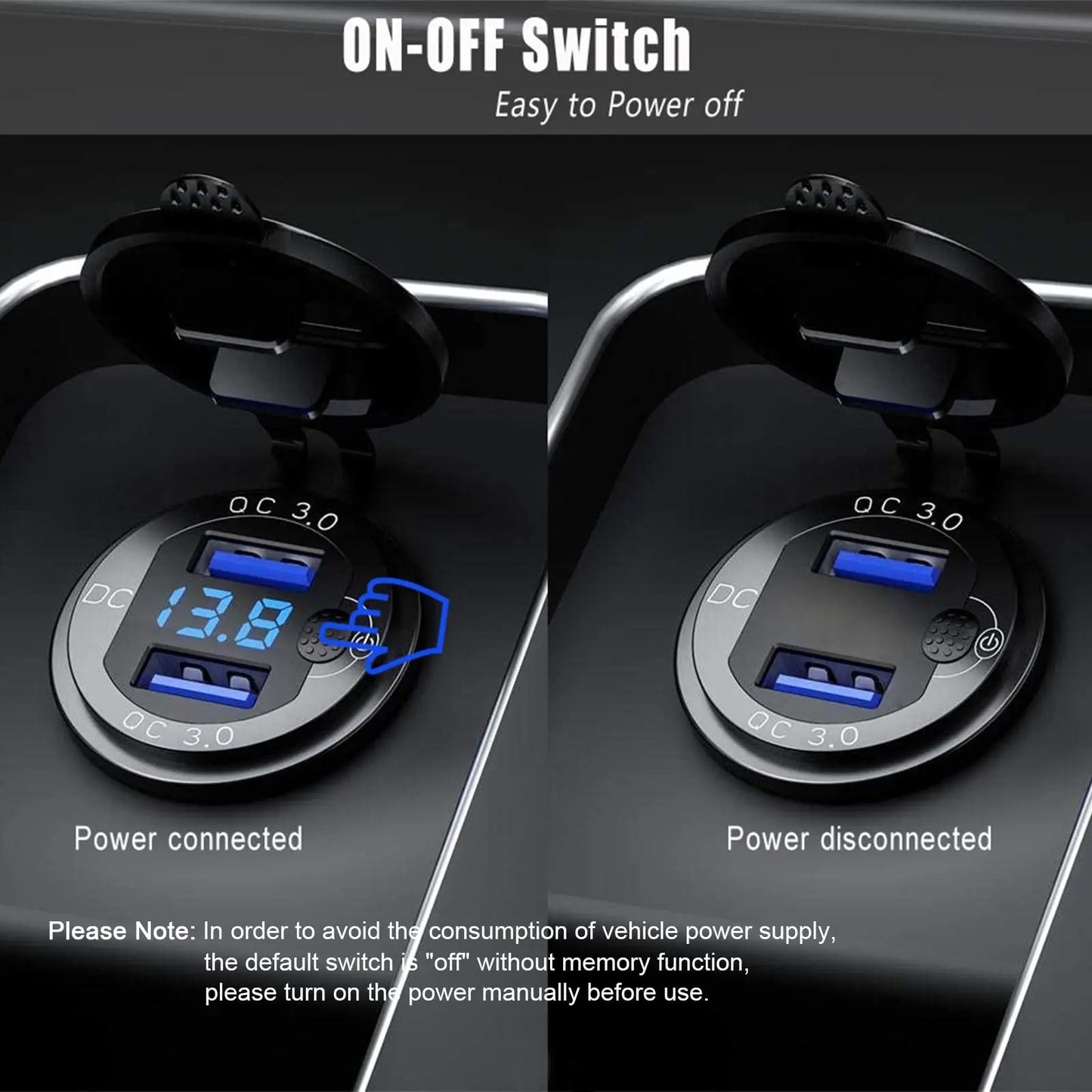63W Aluminum USB-C Car Charger Socket – PD & QC3.0 Dual Port, 12V/24V for Car, Boat & Motorcycle