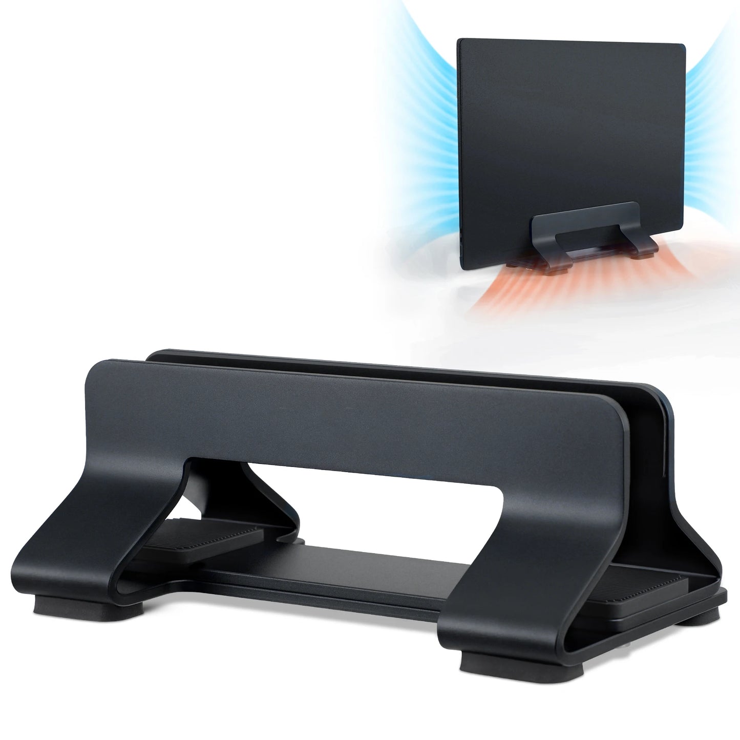 Aluminum Vertical Laptop Stand – Tool-Free, Adjustable 12–30mm, for MacBook, Lenovo, HP, Dell and More