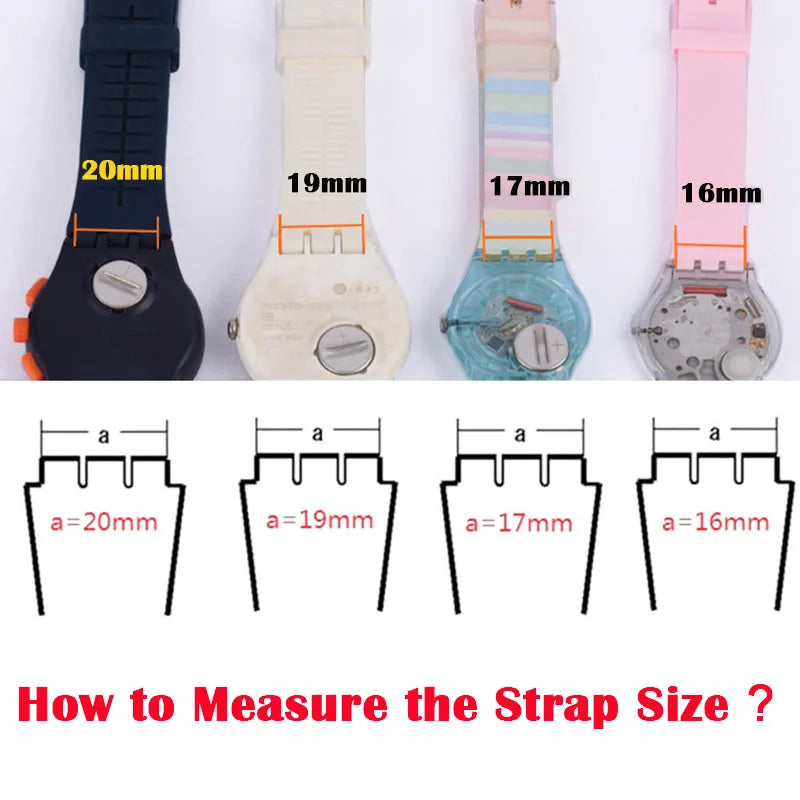 Colorful Silicone Replacement Strap for Swatch – 16/17/19/20mm Sports Watch Band