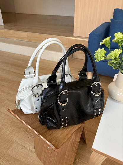 NIGEDU Rivet PU Leather Shoulder Bag