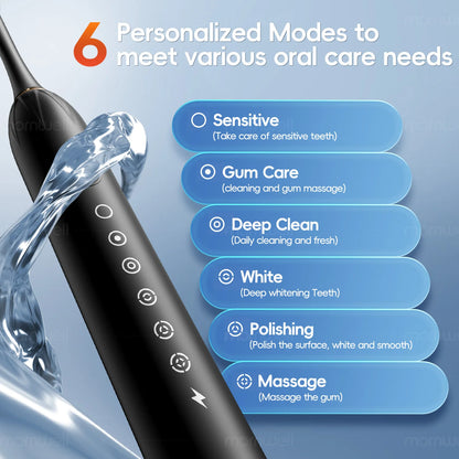 Mornwell D52 Portable Water Flosser + X3 Electric Toothbrush Combo – 4 Modes, 300ml Tank, Rechargeable, Travel-Ready