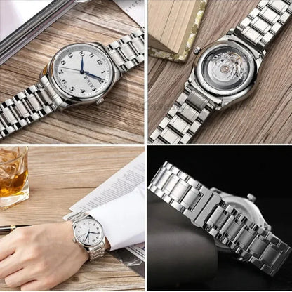 Curved End Solid Stainless Steel Watch Strap – Universal 12–24mm with Butterfly Clasp