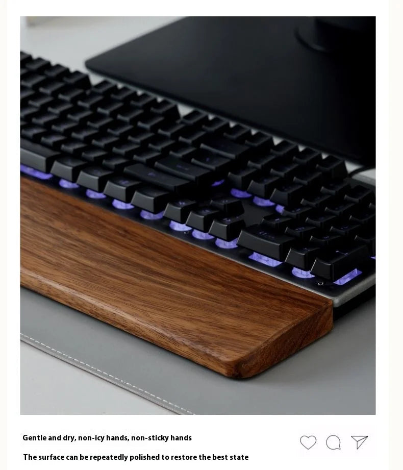Walnut Wood Mechanical Keyboard Wrist Rest — Ergonomic Palm Pad, 87/98/104/108 Key