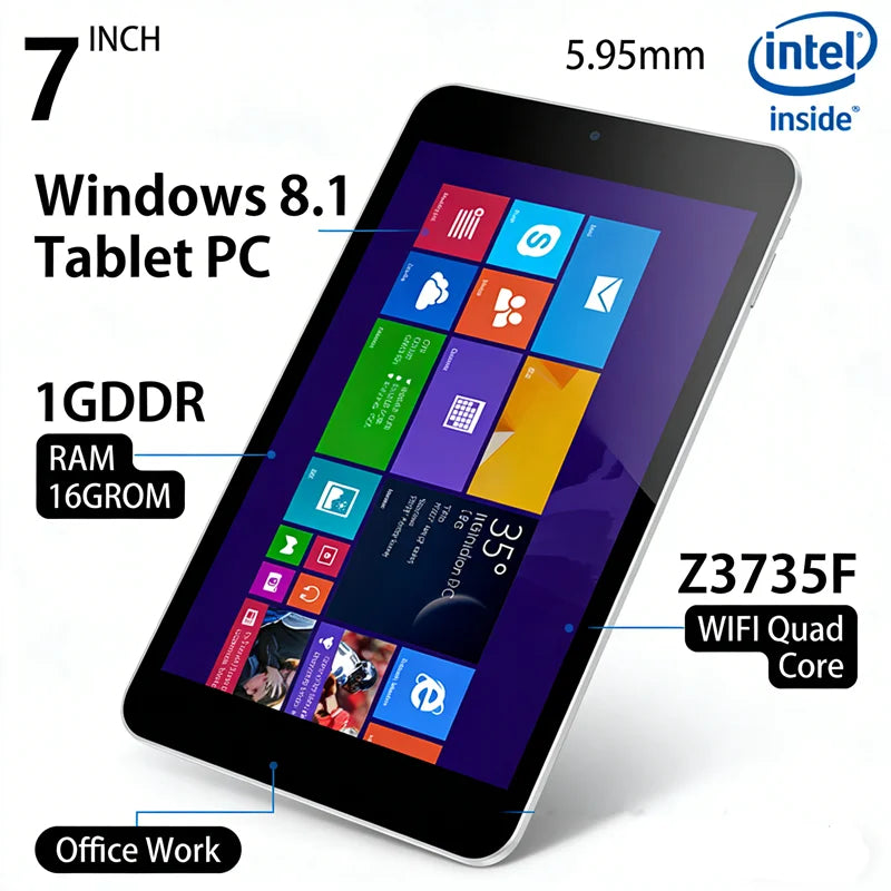 Jumper 7" Windows 8.1 Tablet – Intel Z3735f Quad Core, 1GB RAM, 16GB, WiFi, Dual Camera
