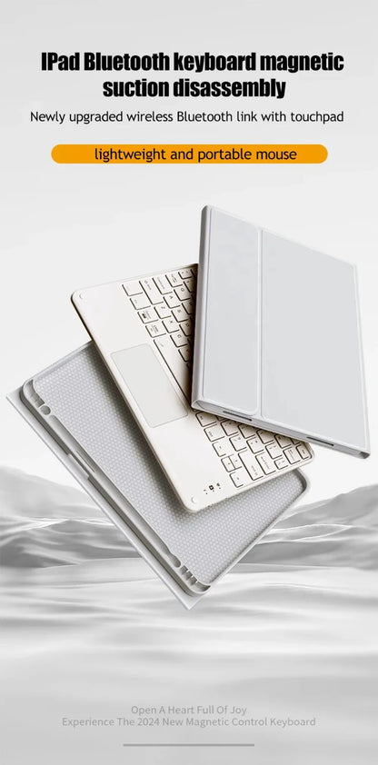 Wireless Magic Keyboard & Mouse Case for iPad Pro 11/13, Air 11/13, iPad 7-10 Gen – Bluetooth, Touchpad