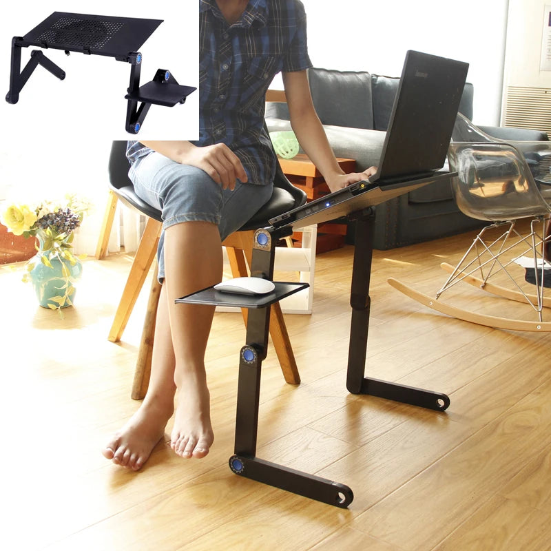 Adjustable Laptop Desk Stand with Cooling Fan – Ergonomic Lapdesk for Bed & Sofa