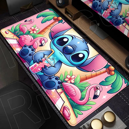 Cute Anime XXL Gaming Mouse Pad – Kawaii Stitch Design, Lock Edge, Non-Slip Rubber