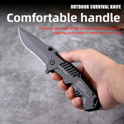 Stainless Steel Folding Pocket Knife with Clip – EDC Camping & Fishing Knife