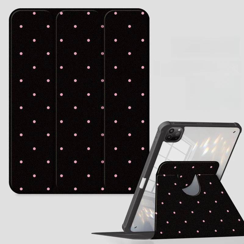 Pink Polka Dots Rotating Stand iPad Case – Pro 11"/13" M4, Air M2, 10th Gen