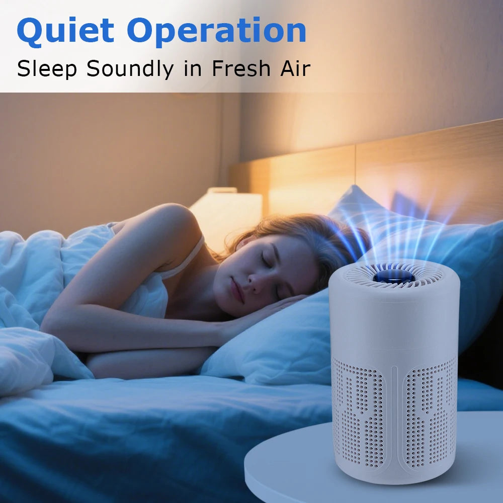 Mini Desktop Air Purifier — HEPA Filter, Negative Ion Technology, Removes Formaldehyde, Odors & Dust