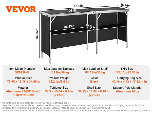 SucceBuy Portable Folding Bar Table | Trade Show Podium with Carrying Case