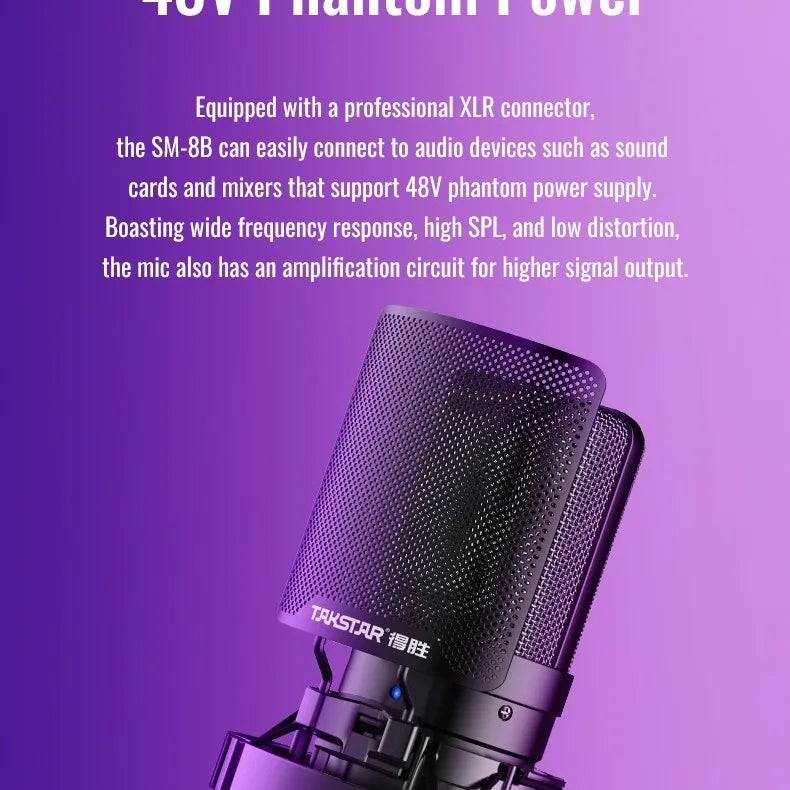 TAKSTAR SM-8B (2nd Gen) XLR Condenser Microphone – Studio Mic for Podcasting, Streaming & YouTube