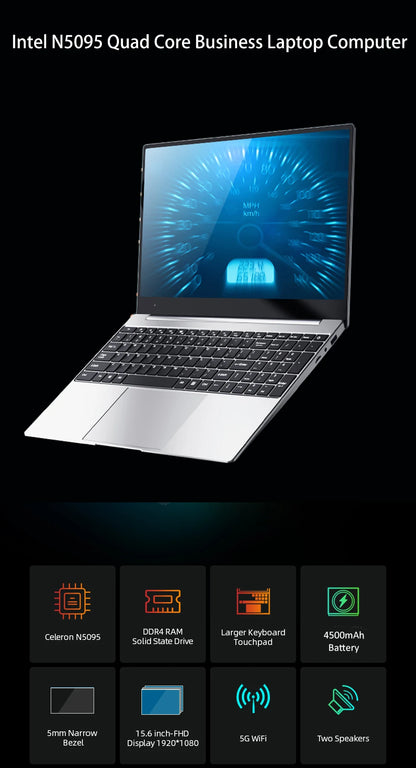 molosuper ML53 15.6" Laptop – Intel Celeron N5095/N95, 8/16GB DDR4, up to 1TB SSD, Fingerprint, Windows 11