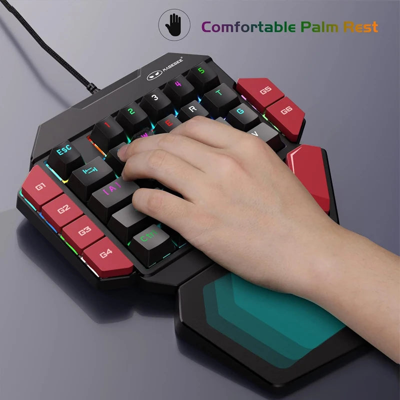 MageGee One-Handed Mini Mechanical Gaming Keyboard – 35 Keys, Hot-Swappable, Backlit, Wired for PC　Laptop　Desktop