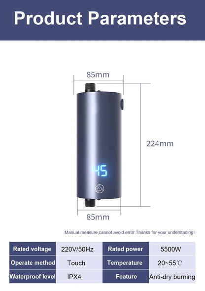 CUKYI 5500W Instant Water Heater | Tankless | Wall Mount | Shower Option | 220V