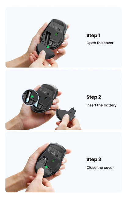 UGREEN MU006 Wireless Mouse – BT5.0 & 2.4G, 4000 DPI, 6 Silent Buttons, Ergonomic for MacBook & PC