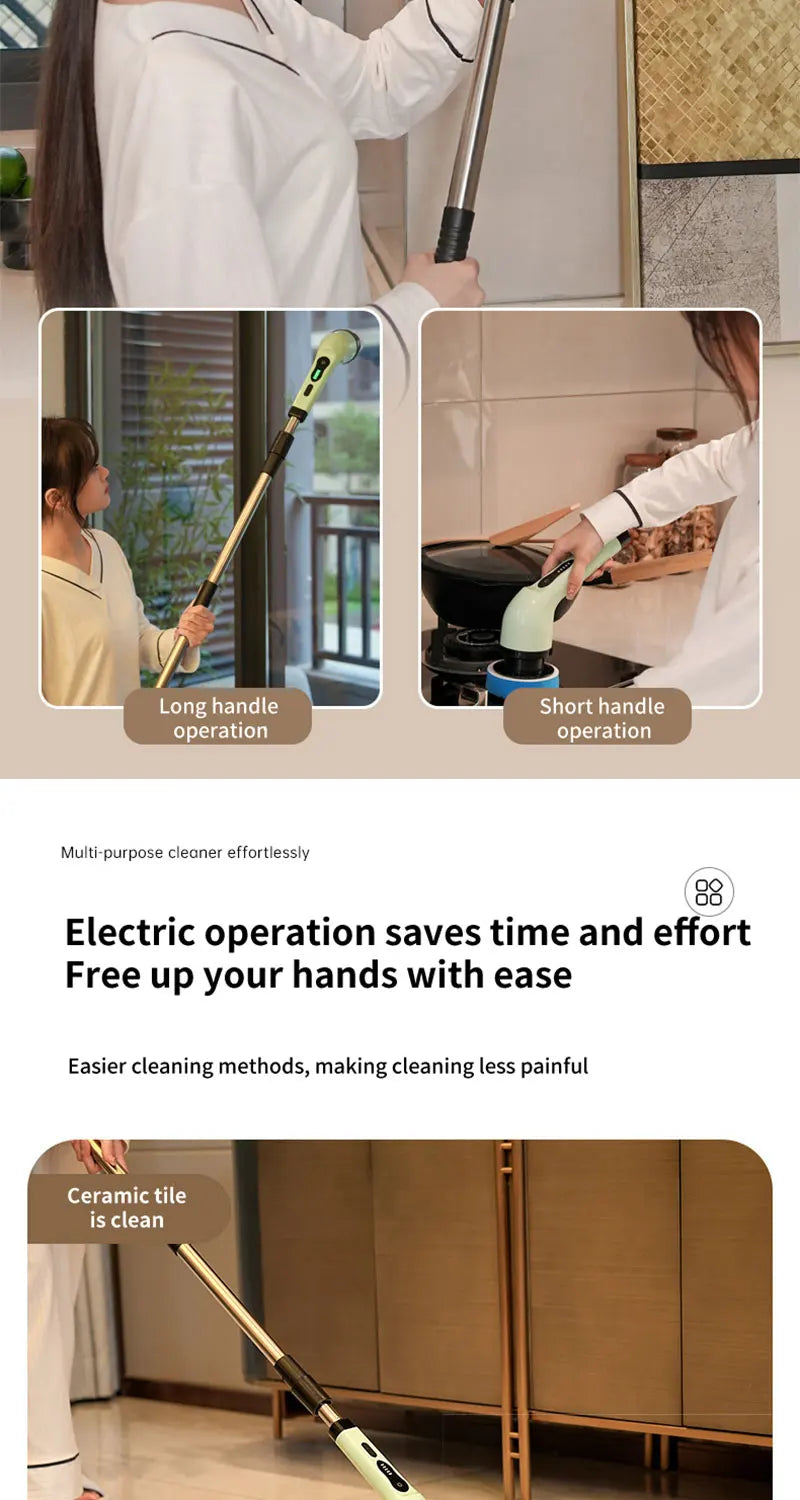 R.E.D. Shopping cordless electric spin scrubber with 9-in-1 cleaning brush, LED light, for versatile household cleaning tasks