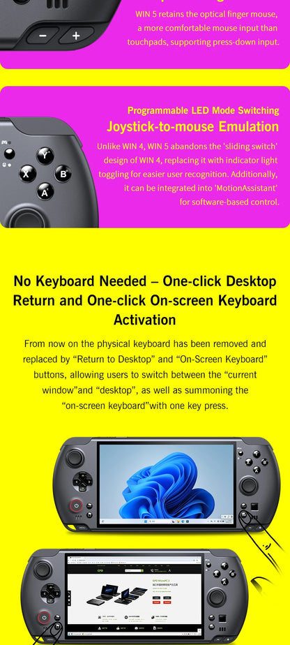 GPD WIN 5 Handheld Gaming PC – AMD Ryzen AI, 7" OLED 120Hz, 32/64GB DDR5, up to 2TB SSD, Windows 11