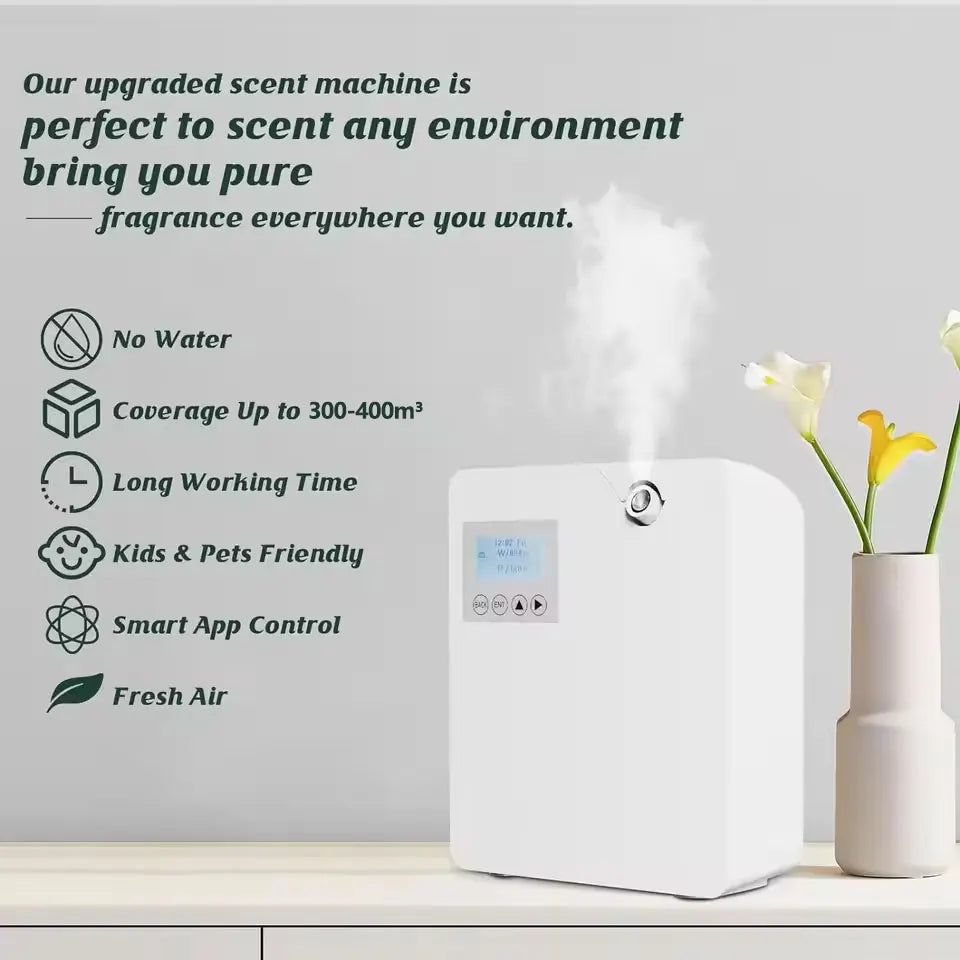 Waterless Aroma Diffuser 300ml — WiFi Control, Essential Oil, Timer Function, Home & Hotel
