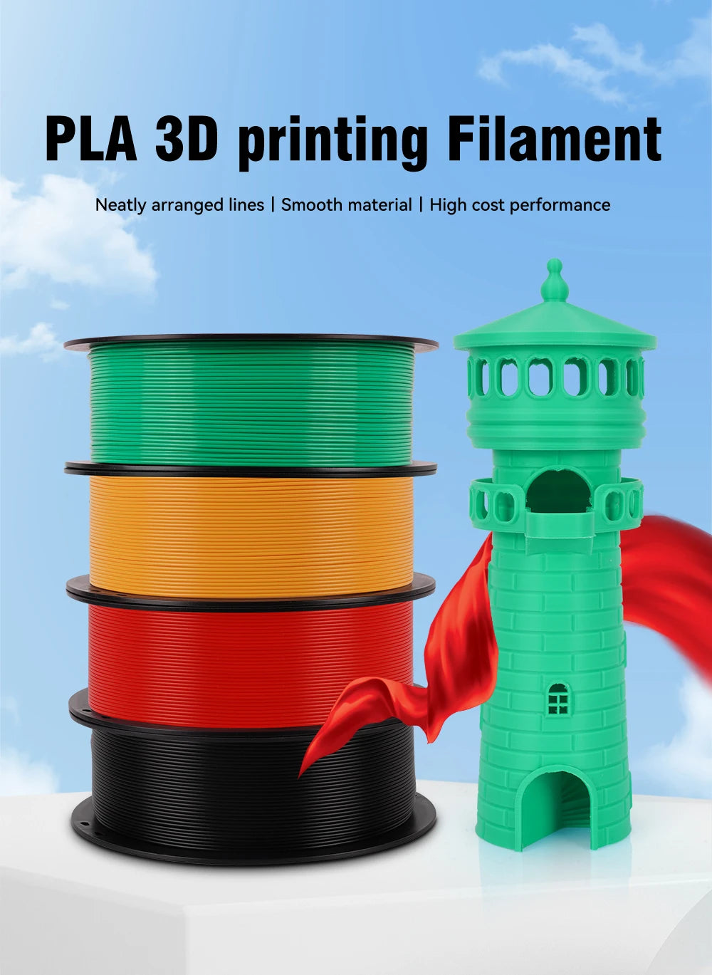 KINGROON 3D Printer Filament – 10 Rolls 1.75mm PLA / PETG, 1KG Each, Mix Colors, 22LBS Total