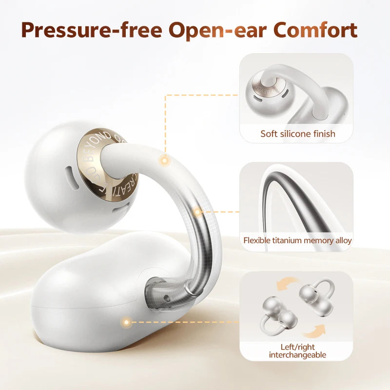 QCY Crossky C50 Open-Ear Clip-On Wireless Earbuds – Bluetooth 6.0, 4 AI Mics, Bass Boost, 60Hrs