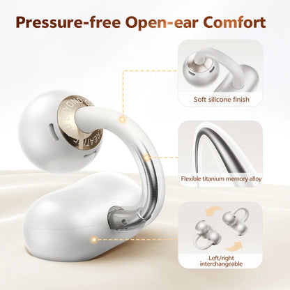 QCY Crossky C50 Open-Ear Clip-On Wireless Earbuds – Bluetooth 6.0, 4 AI Mics, Bass Boost, 60Hrs