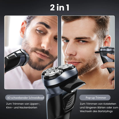 Sejoy 3D Floating Electric Shaver for Men – Triple Blade, Wet/Dry, 85min, Fast Charge