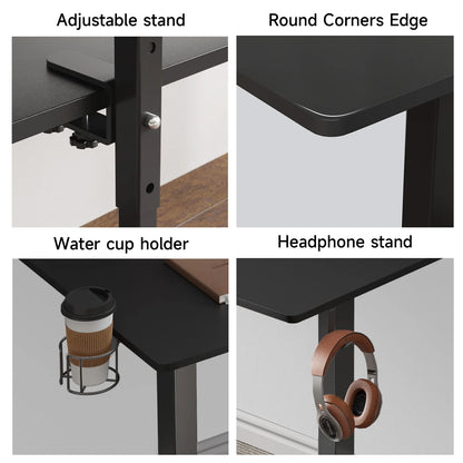 Standing Desk w/ 2 Adjustable Monitor Shelves,Electric Stand Up Desk with Memory Controller & Adjustable Height