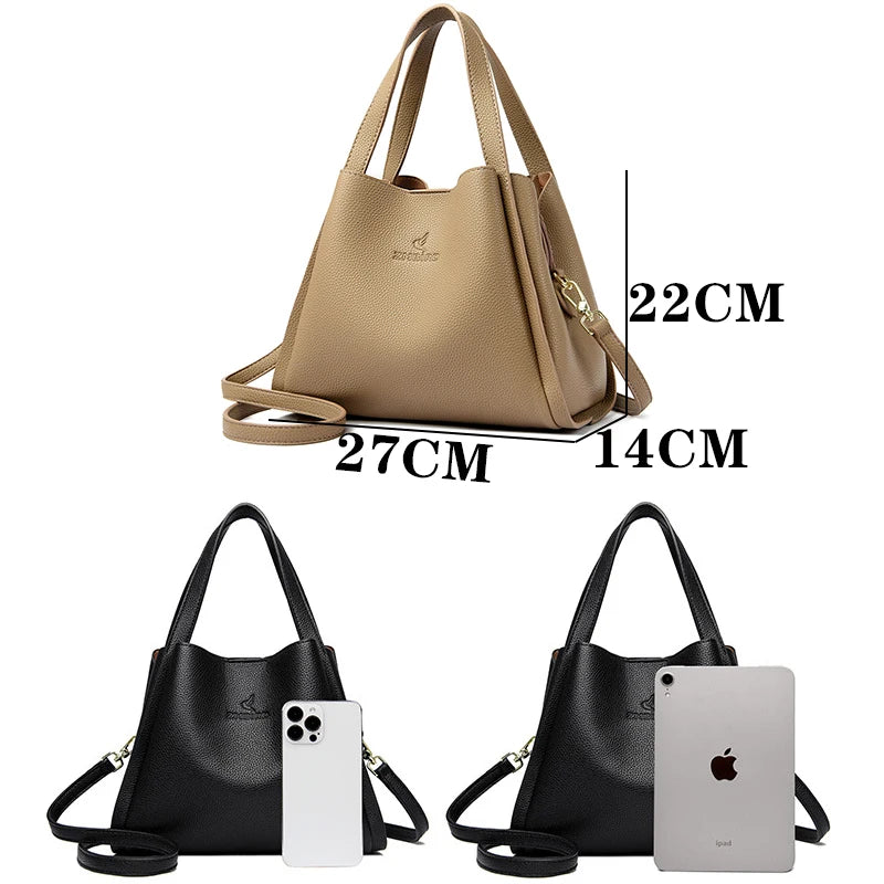 Soft PU Leather Tote Bag - Large Capacity Women's Shoulder Handbag